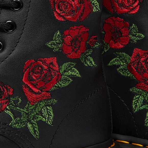 Dr Martens 1460 Vonda 8 Eye Lace Up Rose Embroidered COMBAT BOOTS MENS SIZE 10 - Picture 11 of 16